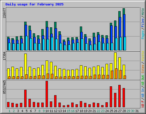 Daily usage for February 2025